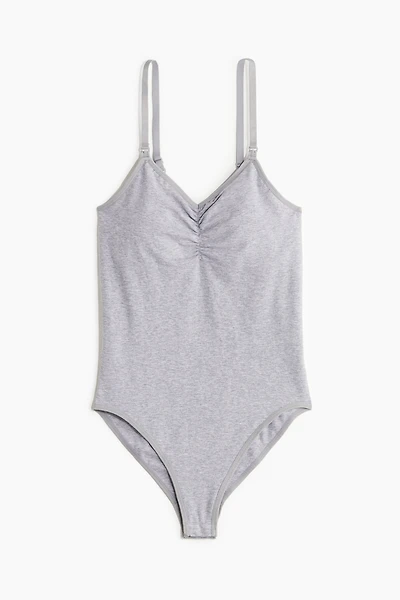 MAMA Seamless Cotton-Blend Nursing Bodysuit