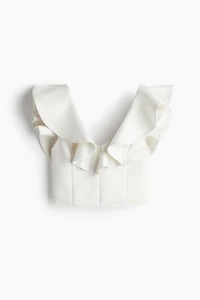 Flounce-Trimmed V-Neck Top