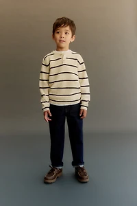 Waffle-knit Henley Sweater