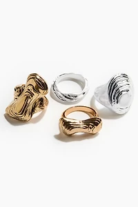 Lot de 4 bagues rainurées