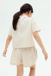 Linen-Blend Blouse