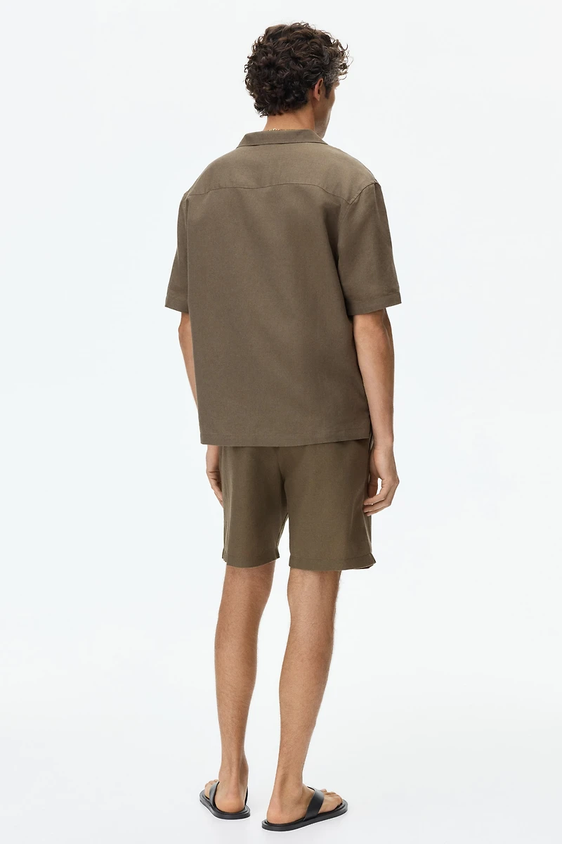 Regular-Fit Linen-Blend Shorts