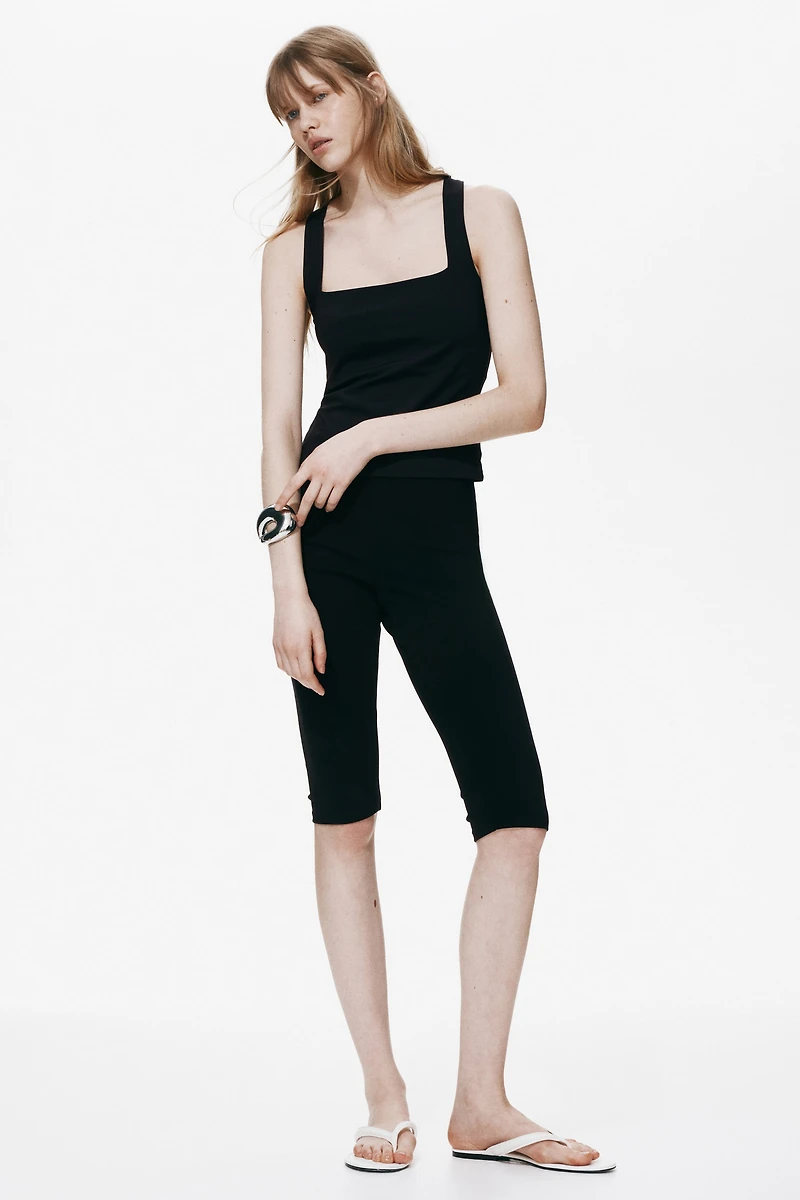 Square-Neck Jersey Top