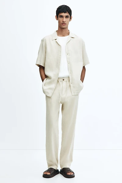 Regular-Fit Linen-Blend Pants