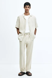 Regular-Fit Linen-Blend Pants