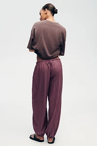 Textured Balloon-Leg Pants