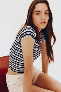 Ribbed Boat-Neck Top