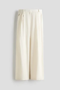 Wide-Leg Linen-Blend Dress Pants