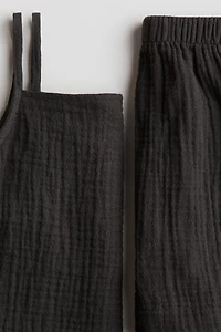 2-Piece Cotton Strappy Top and Shorts Set