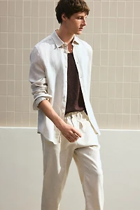 Regular-Fit Linen-Blend Pants