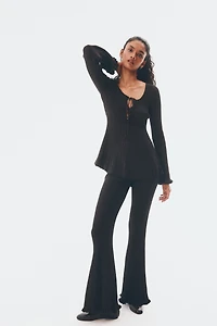 Shimmery Rib-Knit Top