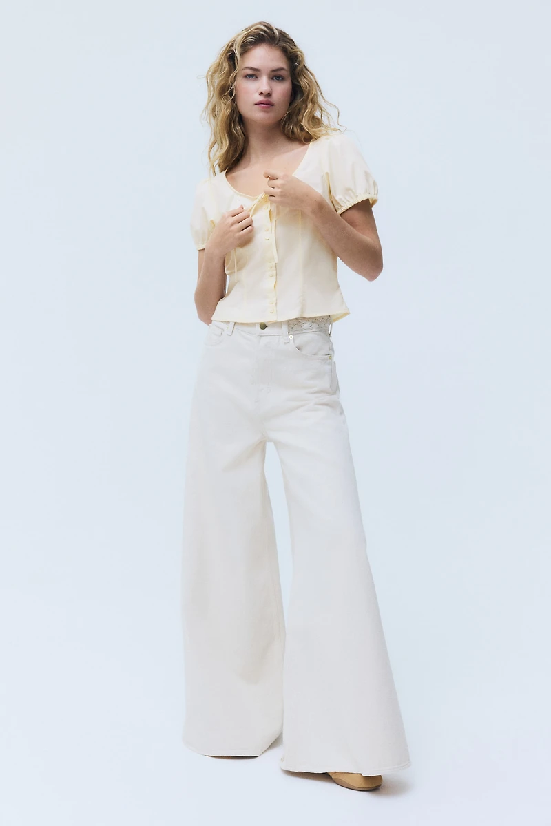 Puff-Sleeved Poplin Blouse