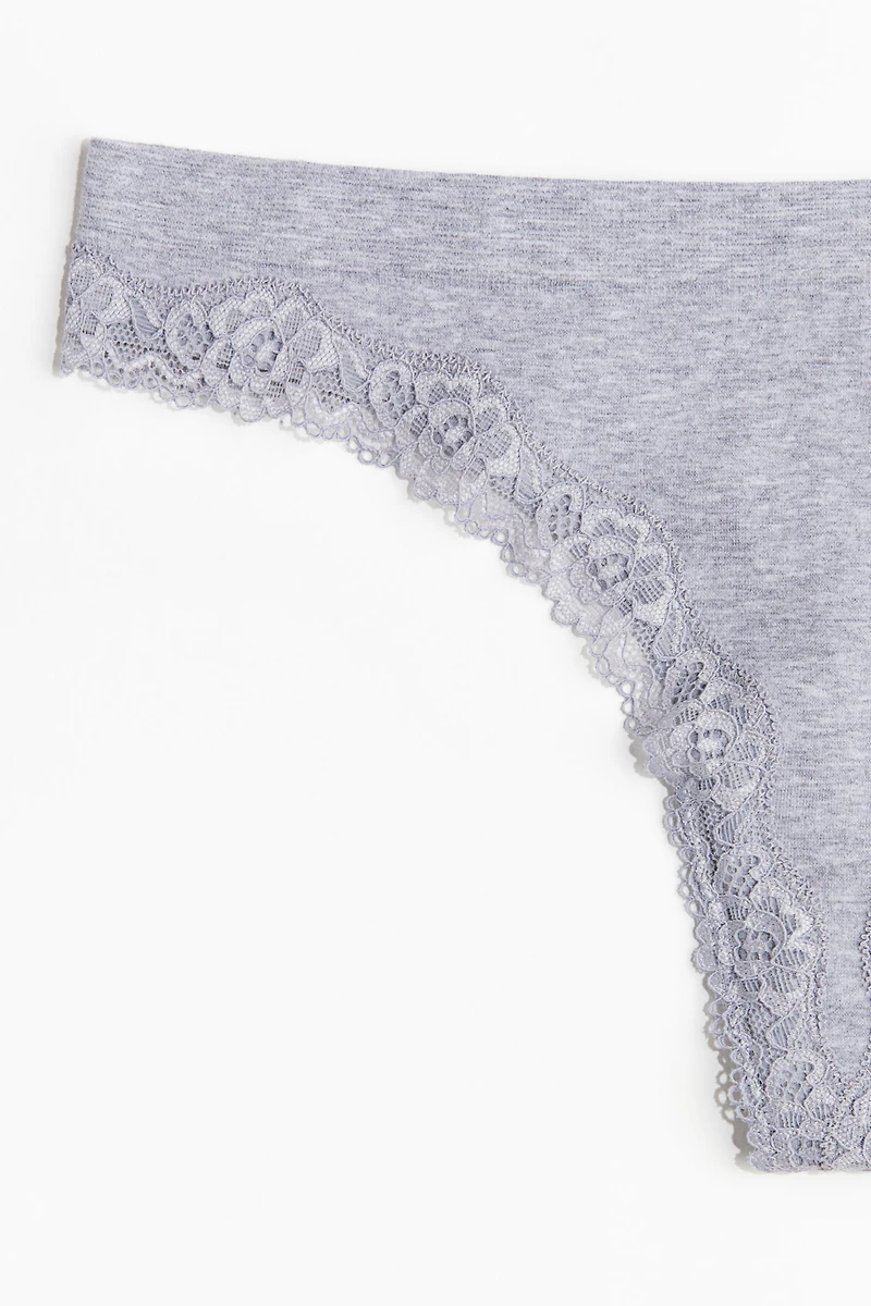 2-pack Seamless Lace-trimmed Thong Briefs