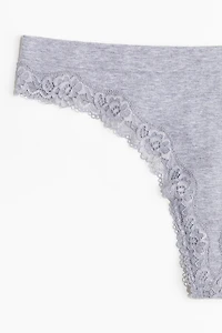 2-pack Seamless Lace-trimmed Thong Briefs