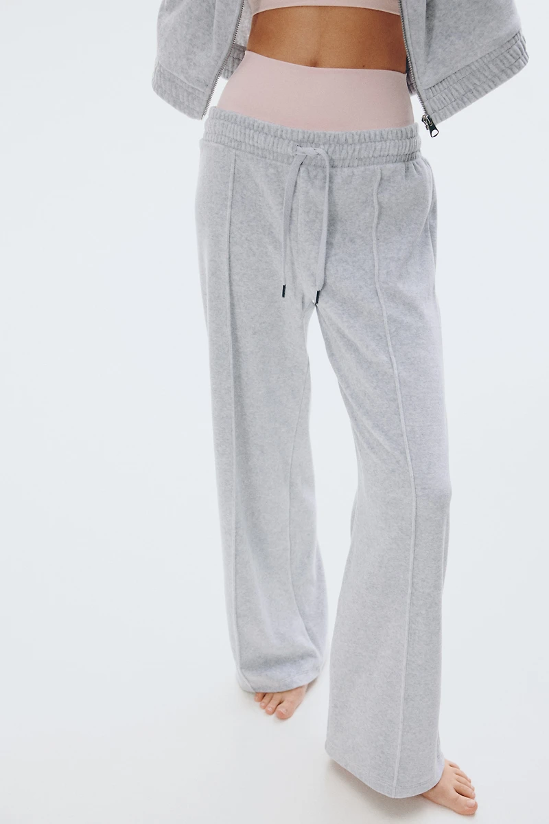 Wide-Leg Velour Joggers