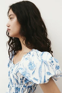 Bubble-Hem Cotton Dress