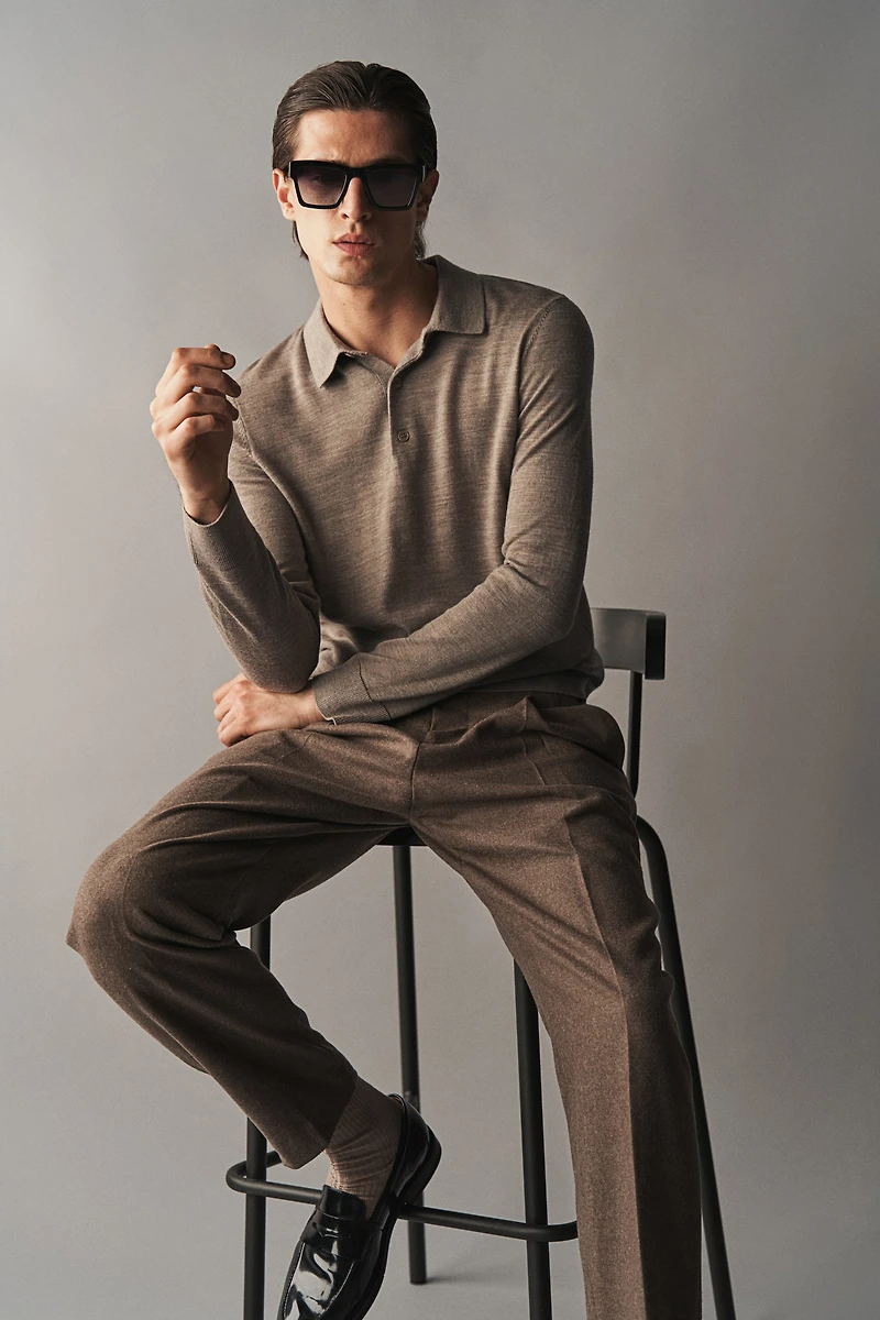 Slim Fit Wool Polo Shirt