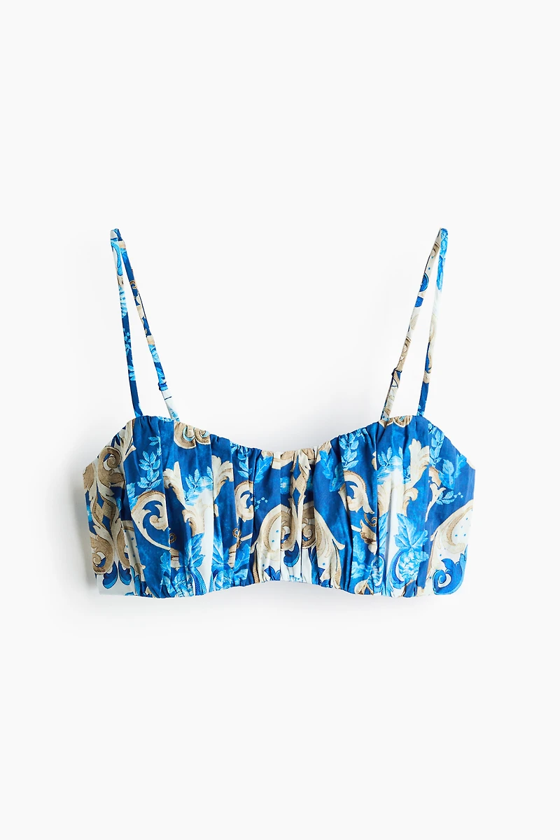 Gathered Poplin Crop Top