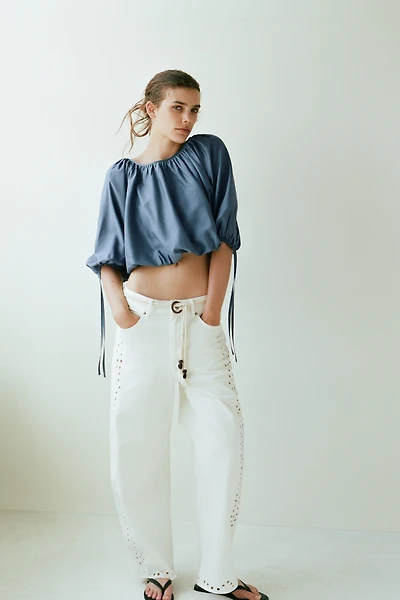 Oversized Tie-Detail Blouse