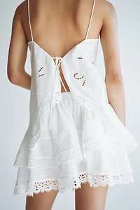 Lace-Trimmed Tiered Skirt