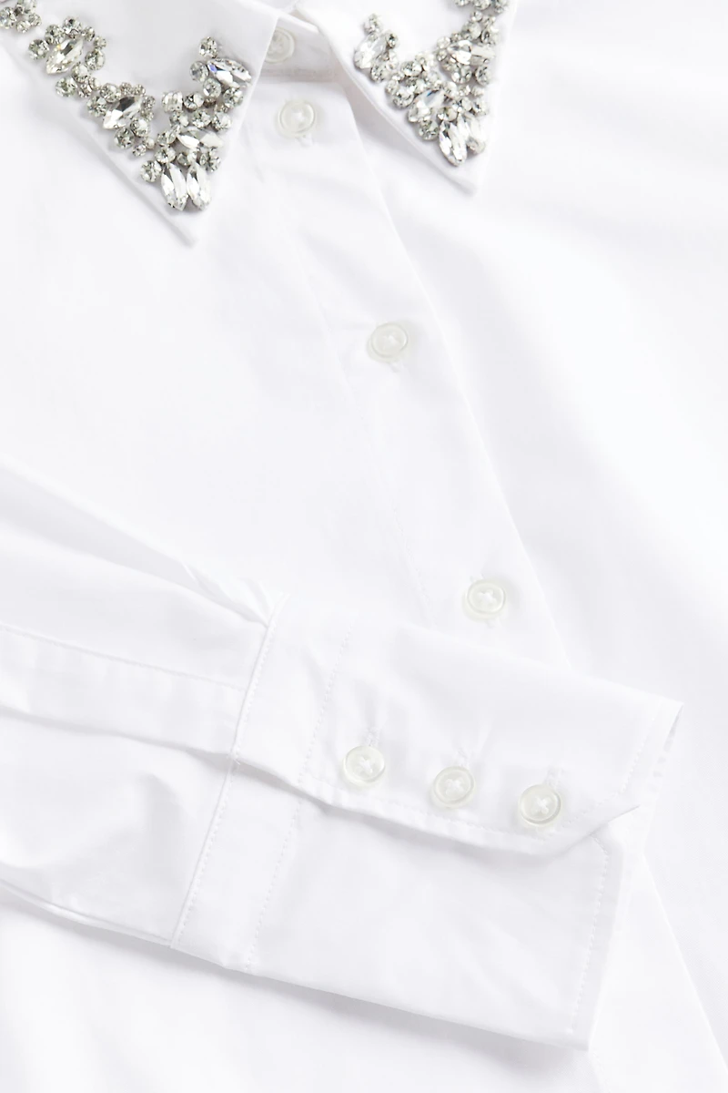 Rhinestone-embellished Cotton Shirt