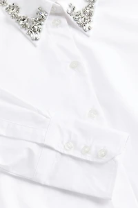 Rhinestone-embellished Cotton Shirt