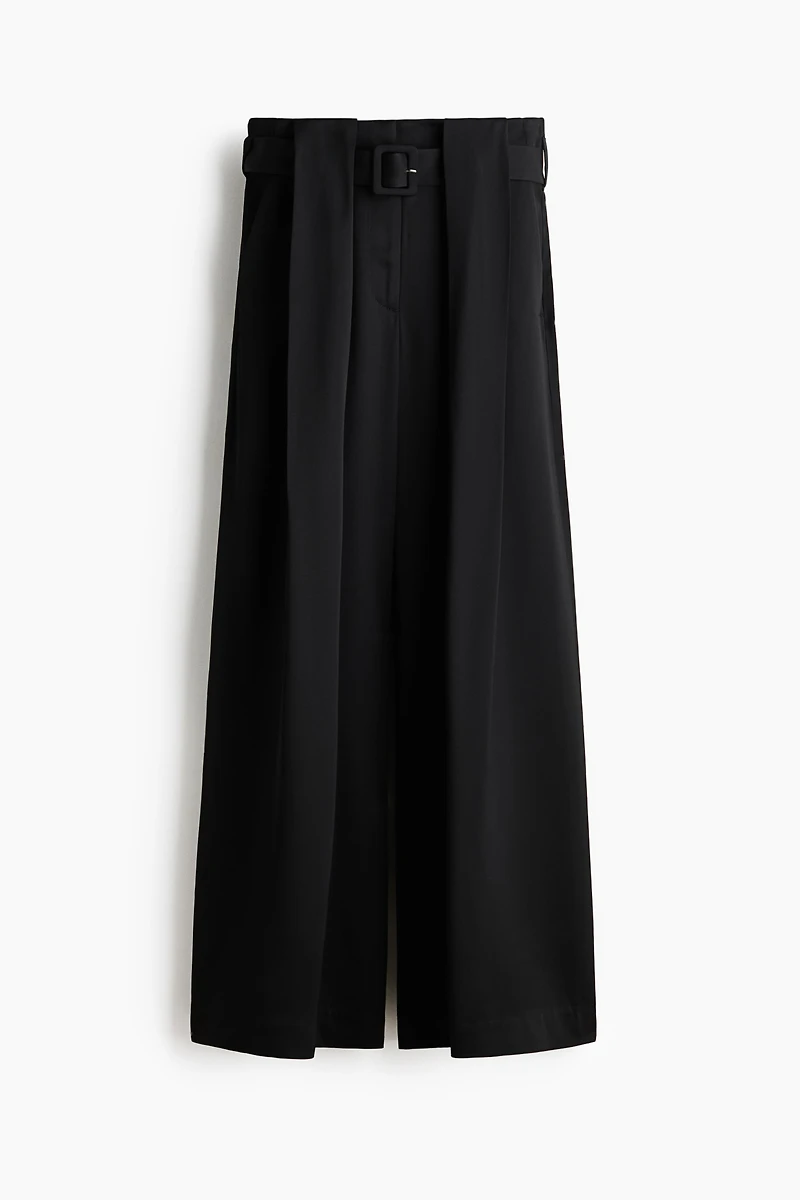 Belted Pleat-Detail Pants