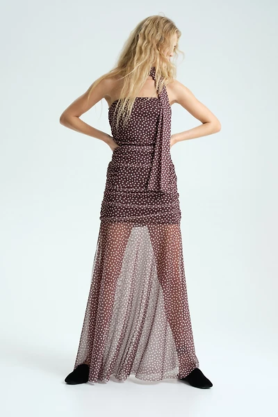 Draped Mesh Dress