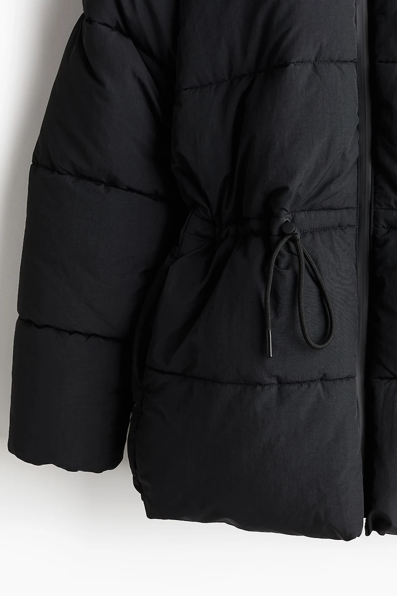Oversized Drawstring-Waist Puffer Jacket