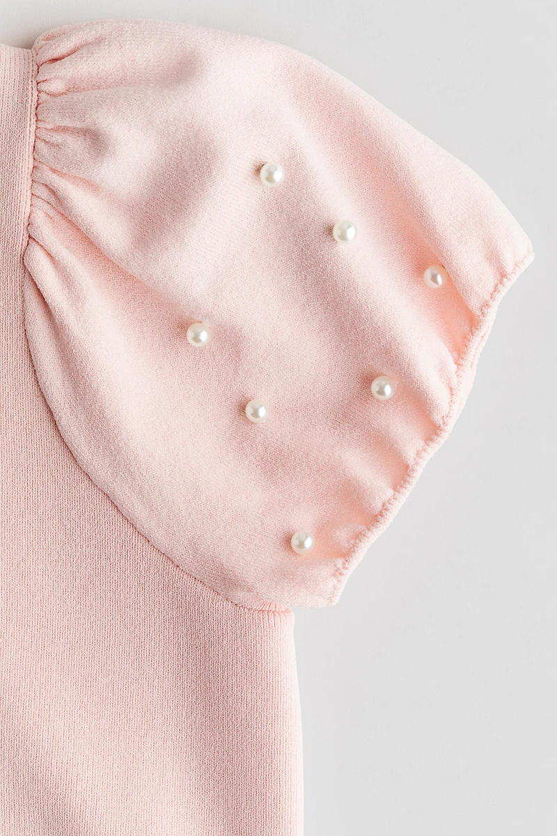 Bead-Detail Fine-Knit Top