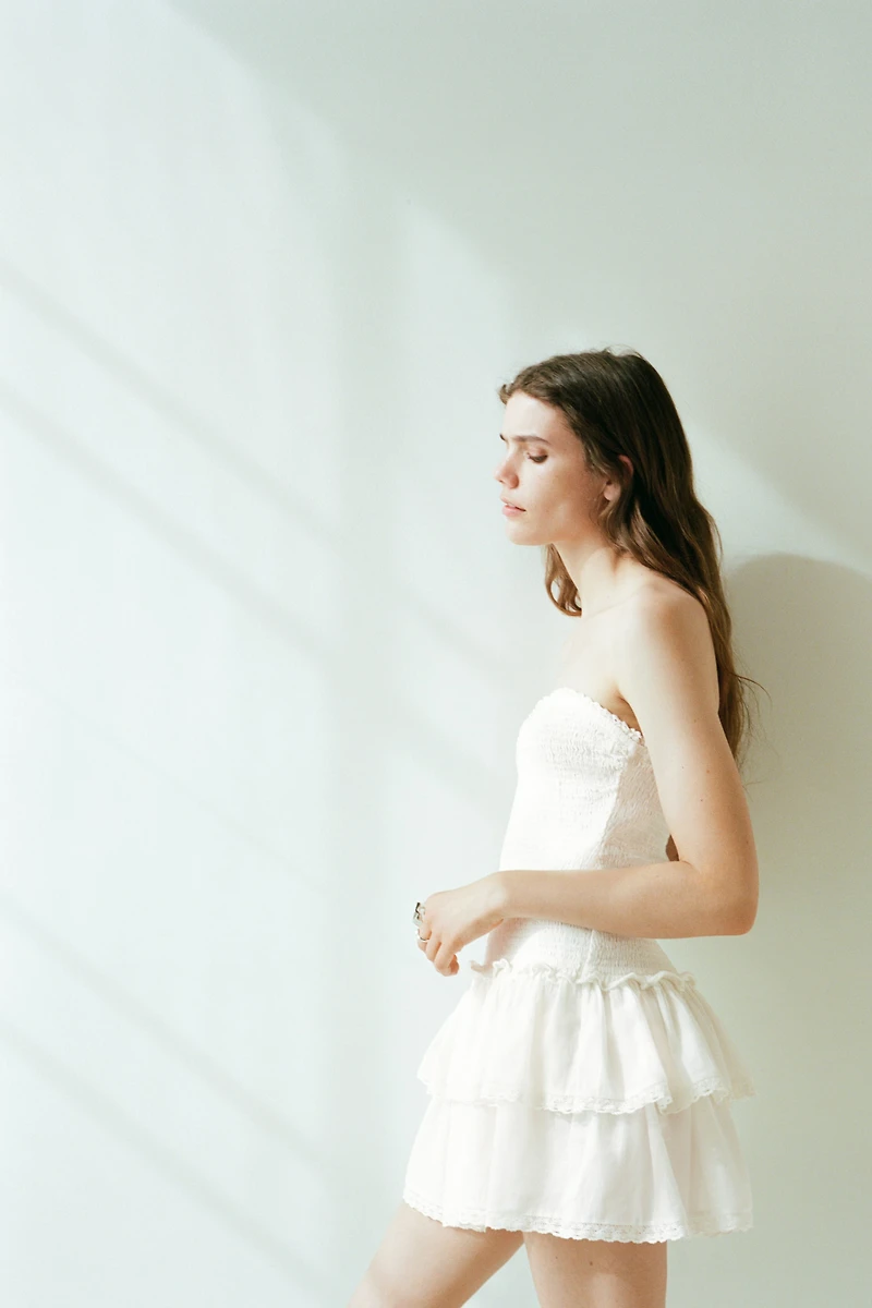 Smocked-Bodice Bandeau Dress