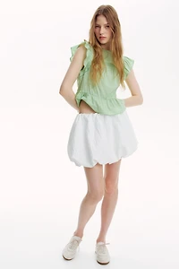 Lace-Inset Peplum Blouse