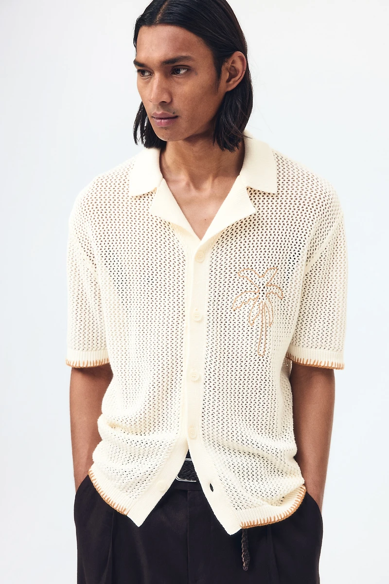 Relaxed-Fit Open-Knit Resort Shirt