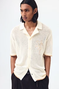 Relaxed-Fit Open-Knit Resort Shirt
