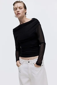 One-Shoulder Mesh Top
