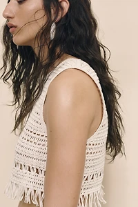 Sleeveless Crochet-Look Top