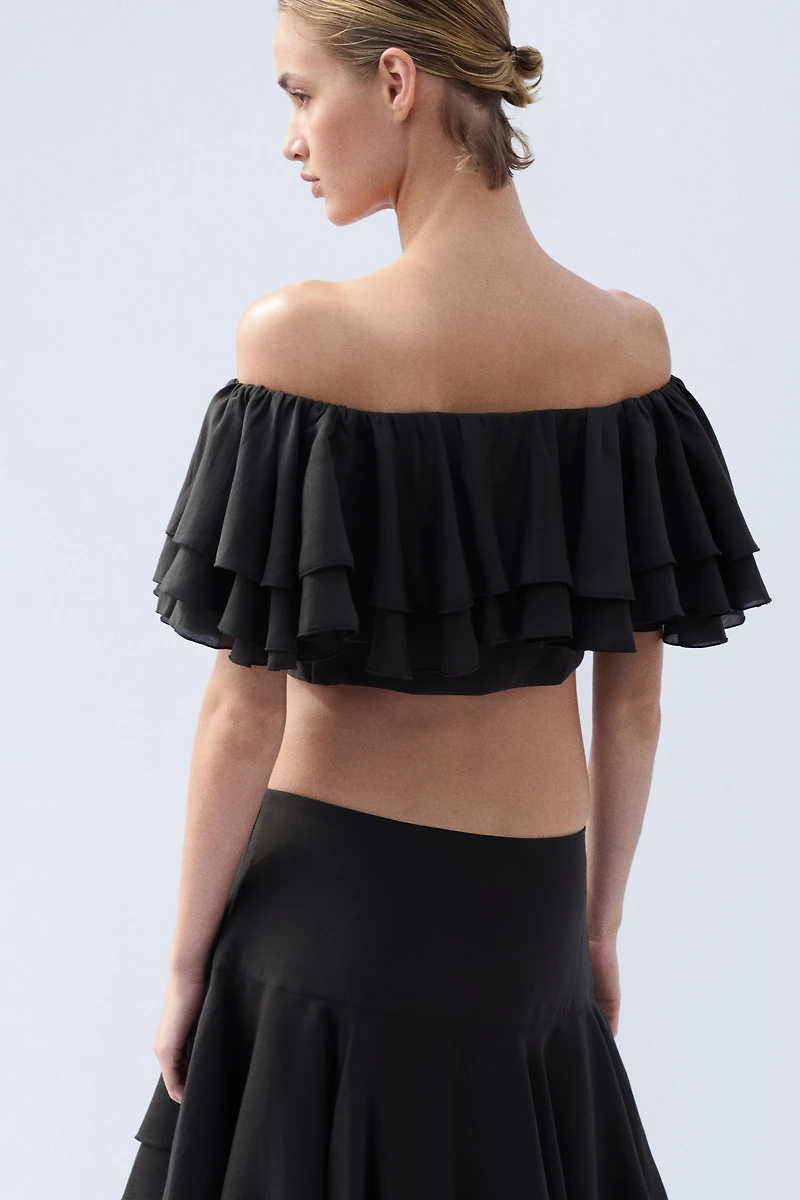 Flounced Off-the-Shoulder Top