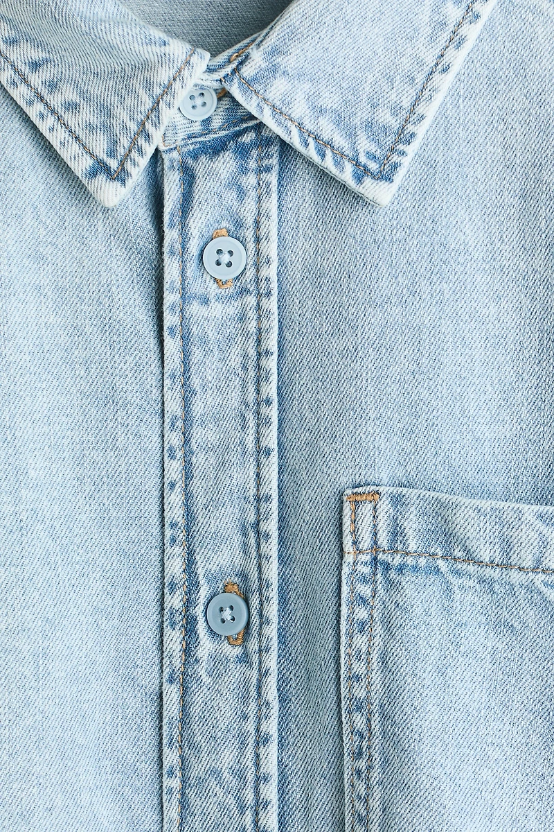 Short-Sleeved Denim Shirt
