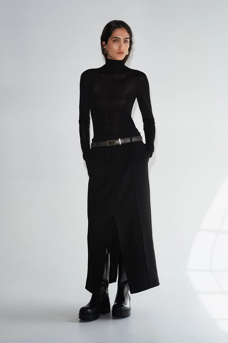 Jupe midi en laine