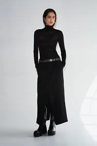 Jupe midi en laine