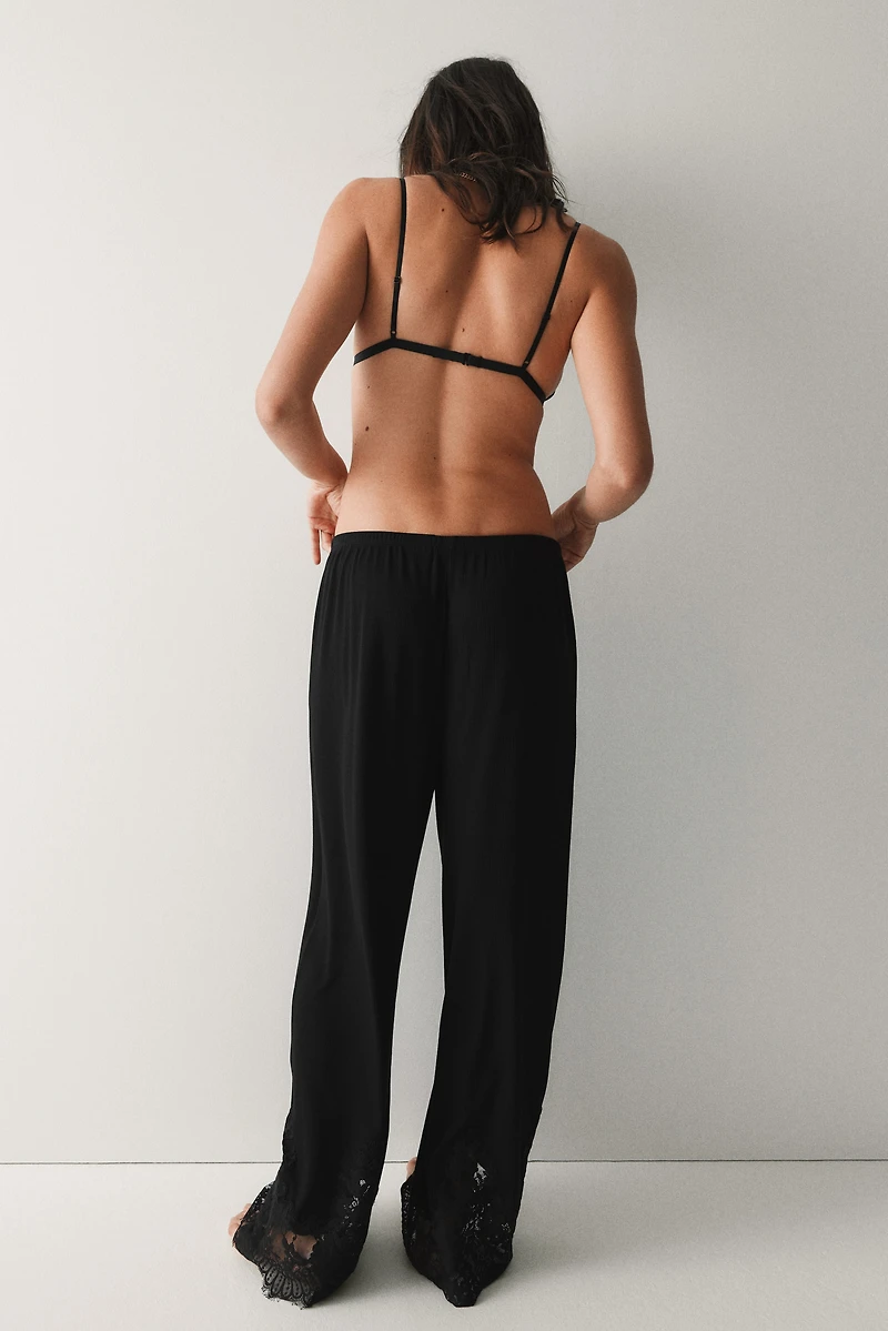 Lace-Trimmed Pajama Pants
