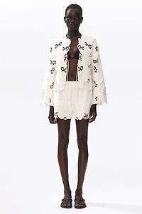 Cotton Shorts with Eyelet Embroidery