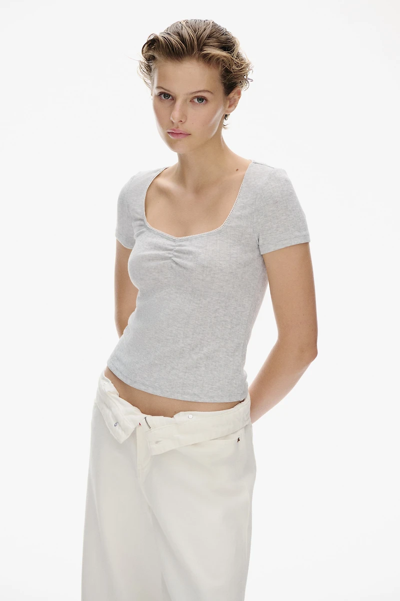 Picot-Trimmed T-Shirt