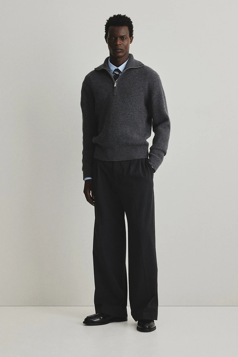 Regular-Fit Half-Zip Wool Polo Sweater