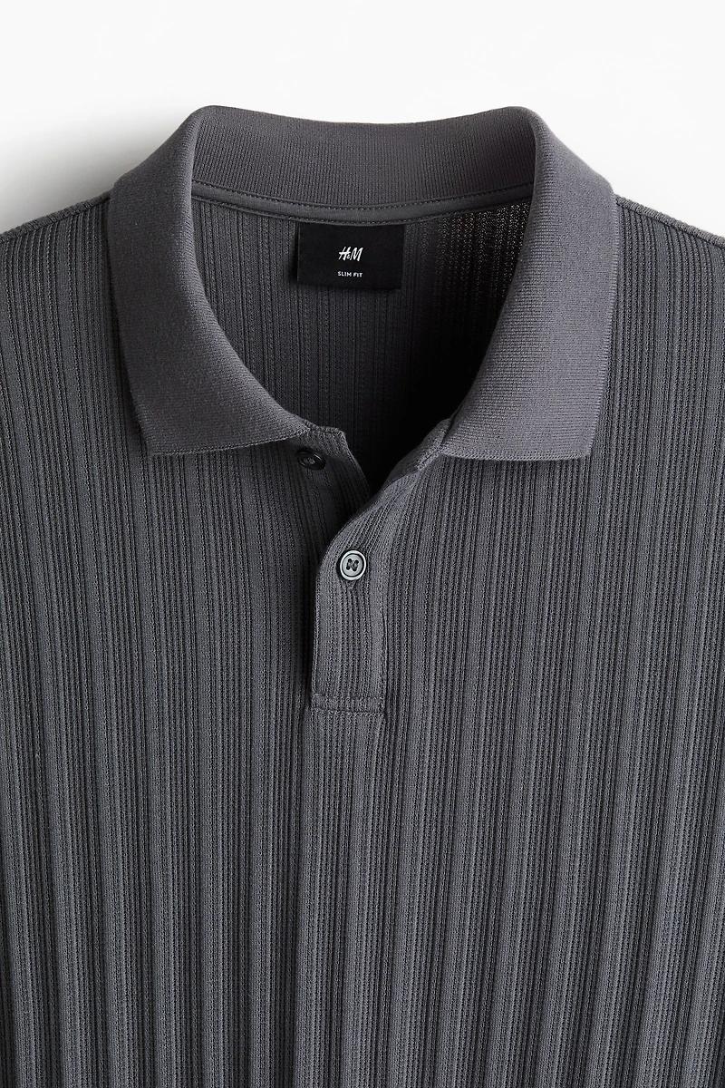 Slim-Fit Textured Jersey Polo Shirt