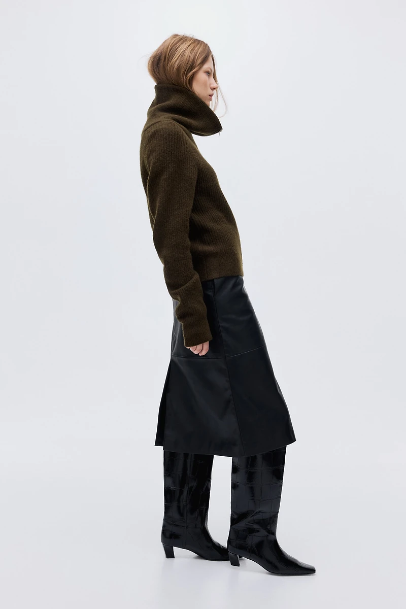 Wool-Blend Cardigan with Zipper