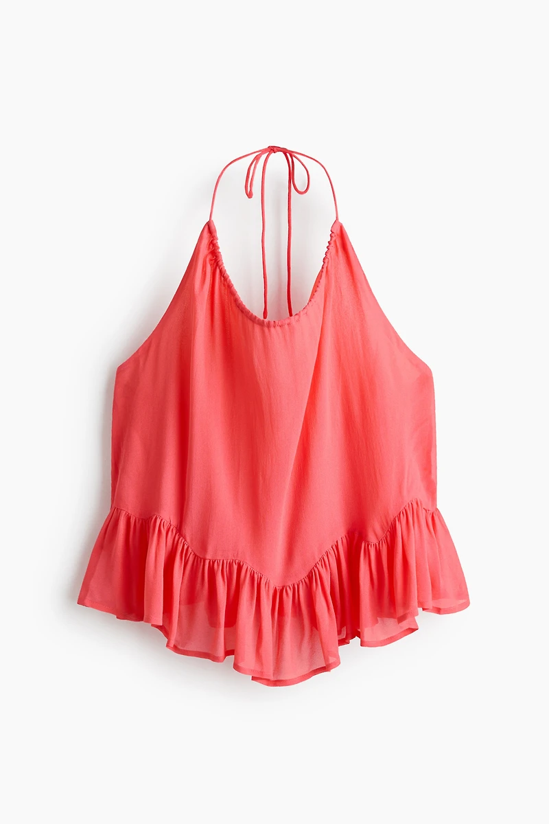 Ruffle-Trimmed Halterneck Top