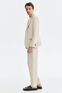 Regular-Fit Tailored Linen-Blend Pants