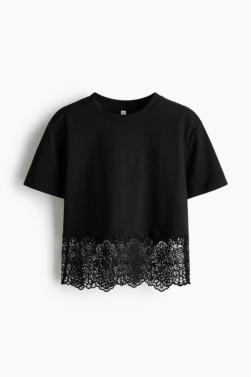 Lace-Trimmed T-Shirt