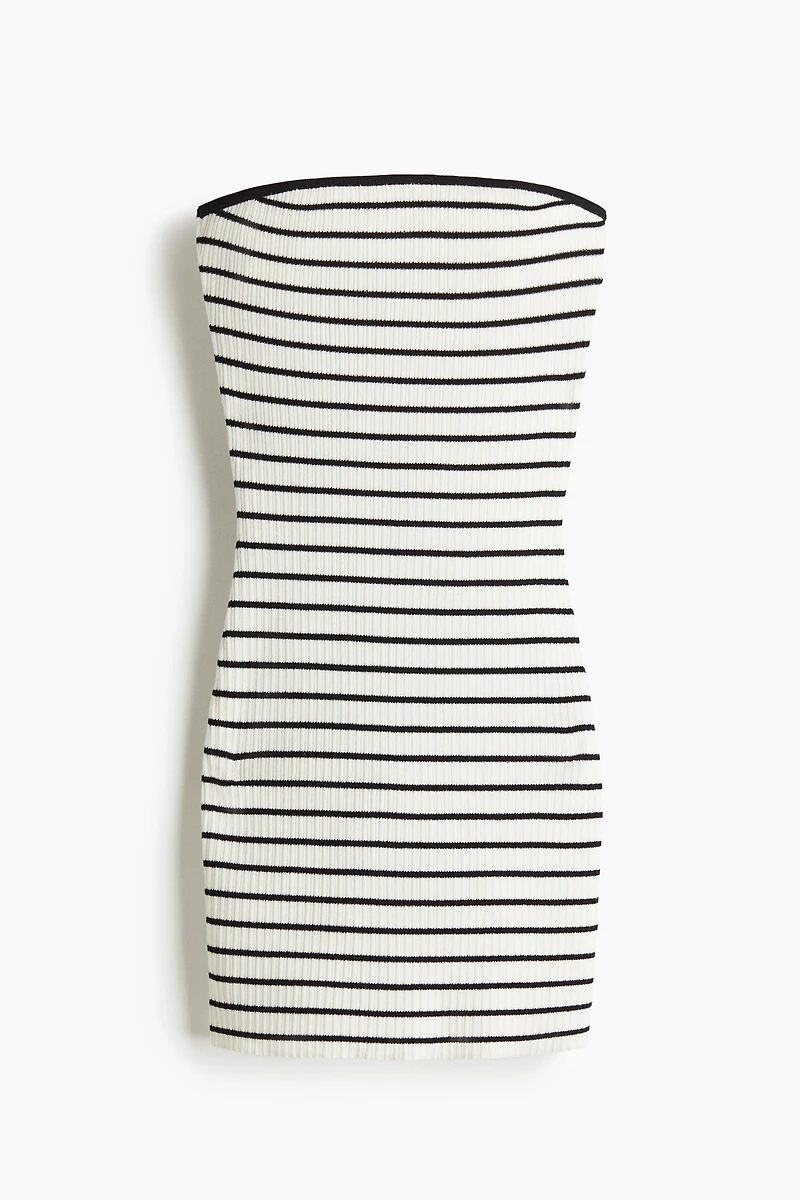 Robe bandeau en tricot côtelé